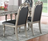 ZNTS Majestic Formal Set of 2 Side Chairs Grey / Silver Finish Rubberwood Dining Room Furniture Intricate B011138658