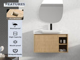 28'' Wall-Mounted Bathroom Vanity with White Ceramic Sink & Soft-Close Door, KD-Packing, W999P556325