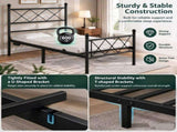 78"40" Twin Metal Platform Bed Frame, X-Design Headboard & Footboard with LED Lights, USB & Type-C 33847387