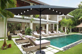 10 x 6.5t Rectangular Patio Solar LED Lighted Outdoor Umbrellas with Crank and Push Button Tilt for W65638624