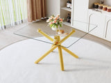 37.8" Round Tempered Glass Bar Table with Gold Metal Cross Legs 71579936