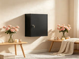 Black Wall Mount Medicine 3 Tier Shelves, 2 Lock Keys, 15.7" x 7.1" x 23.6" Bathroom 70499482
