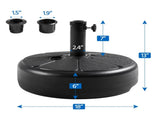 50lbs Water Filled Plastic Umbrella Base Stand, Black 30292267