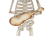 Halloween Skeleton Guitar Yard Decoration, 61.8 Inch Metal Skeleton Statue with Purple Hat and Bow N769P511208G