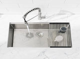 Stainless Steel Kitchen Sink, 36x19 Single Bowl, Undermount Handmade Sink in Brushed, with Cutting 44360826