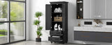 ZNTS Tall Storage Cabinet with Two Drawers for Bathroom/Office, Black WF299284AAB