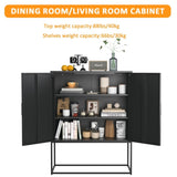 Heavy Duty Metal Buffet Sideboard Modern Steel Storage with 2 Shelves, Free Standing Accent GL-W2735P186336