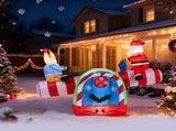 4.7 FT Lighted Christmas Inflatable Decoration, Large Motorized Seesaw with Santa and Reindeer, 16580113