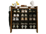 42.5" Tall Rattan Shoe Cabinet with Doors, 6-Tier Wooden Freestanding Shoe Storage Organizer with 98014066