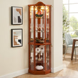 Glass Cabinet Lighted Corner Cabinet Corner Display Curio Cabinet, Glass Display With W2275P177192
