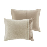 7 Piece Faux Suede Comforter Set Tan Queen B03597129