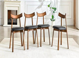 2 walnut colored solid wood dining chairs, with black PU soft cushions and curved backrests that fit W1151P436187