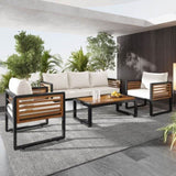 ZNTS Large Size 4-pieces Outdoor Furniture sofa for 5 Person Conversation Set, Garden Sofa Set With 71372370