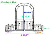 Metal Garden Arch with Gate 79.5'' Wide x 86.6'' High Climbing Plants Support Rose Arch Outdoor W158681132
