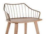 Fixed-Height Barstool in Whitewashed Wood and Antique Copper Metal with Square Antique Copper Metal B202P471174
