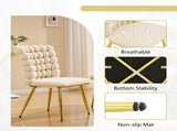 Set of 2 Luxury Cream Bubble Tufted Swivel Chair, Premium Velvet Upholstered Accent Chair with Gold W3875P457865
