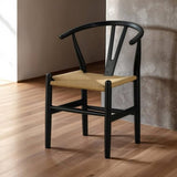 Mid-Century Modern Set of 2pc Side Chairs Rubberwood Black Curved Backrest Dining Room Furniture B2741P312732