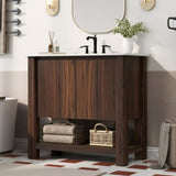 36" Modern Bathroom Vanity with Rectangle Ceramic Sink, Bathroom Cabinet with Large storage space N817P245321B