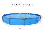 12FT*30IN Round Above-Ground Pool with Blue Iron Frame 90602046