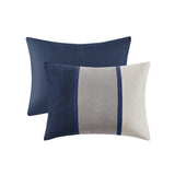 7 Piece Faux Suede Comforter Set Blue Cal King B03596786