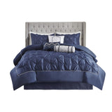 7 Piece Tufted Comforter Set Navy Cal King B03596833