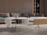 Coffee Table, 1 Drawer, 1 Shelf, White / Natural Oak B097P262379