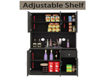 71" Kitchen Pantry Storage Cabinet with Microwave Oven Countertop, Freestanding Hutch Cabinet with W282P170918