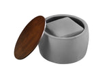 Round Ottoman Set with Storage, 2 in 1 combination, Round Coffee Table, Square Foot Rest W142065119