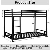 ZNTS Metal Twin over Twin Bunk Bed/ Heavy-duty Sturdy Metal/ Noise Reduced/ Safety Guardrail/No Box W1935P235012