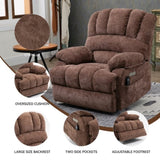 23" Seat Width and High Back Large Size Chenille Power Lift Recliner Chair with 8-Point Vibration W1803P247681