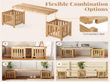 2-in-1 Wooden Garden Bench with 2 Planter Boxes, Fir Wood Outdoor Patio Seat for Yard & Lawn 76951192