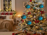 6PCS Set 3.9" Christmas Ball Ornaments Glass Hanging Balls for Holiday Treeations Colorful 78818053