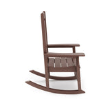 Pecan Traditional Porch Rocker Classic HDPE Poly Lumber for Porch, Patio, and Garden Comfort B195P198776