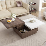 ZNTS U-Can Rotatable Top Coffee Table, Modern Square Coffee Table with Wood Grain N724P195145K