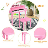 Pink Kids Piano 30-Key Wood Toy Kids Grand Piano with Bench and Music Rack 01522365