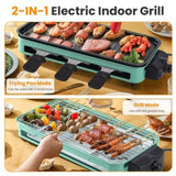 ZNTS 1500W Electric Indoor Grill 2 in 1 Electric BBQ Gill with Grill Net Removable Plate 5 Temperature 90269749