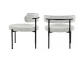 Burbank Modern Round Boucle Dining Chairs, Set of 2, Black White T2574P180243
