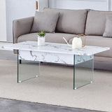 Multifunctional Lift Top Coffee Table -White Marble Pattern, Essential for Modern Homes.Tempered W2920P226076