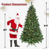 Artificial 9ft Green RGB-lit Christmas Tree with 1721PVC Mixed Branch Tips,Hinged Premium & Foldable 45466444