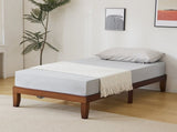 Basic bed frame, painted pine wood, brown, twin size, 189*96.5*30.5cm, wooden bed, single bed 66496405