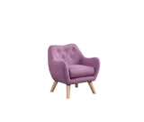 Fenix 19.5"W Pink Linen Kids Chair with Button Tufted Back and Wooden Legs B061P236756