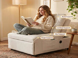 Single sofa bed without armrests, soft teddy fabric texture, skin-friendly, built-in USB charging W2941P393993