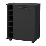 Rawlins Bar Cart with 6-Bottle Rack, Storage Cabine and Mobile Caster Wheels B128P176158