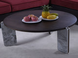 Modern Coffee Table with End Table Set, Durable walnut veneered MDF 83cm diameter Center Table with W2899P405895