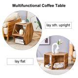 ZNTS Hexagonal MDF coffee table, characteristic pattern stickers, multi-hole design to give more storage W1151P200316