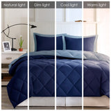 Full/Queen 3M Scotchgard Diamond Quilting Reversible Down Alternative Comforter Set B03595022