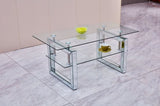 W 39.4" X D 19.7 " X H 17.7" Transparent tempered glass coffee table, coffee table W100535591