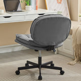 ZNTS Armless-Office Desk Chair with Wheels: PU Leather Cross Legged Wide Chair,Comfortable Adjustable 32911314