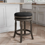 24" Counter Stool, Weathered Gray Finish, Charcoal Fabric Seat B04660746