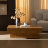 43.31 Inch Faux Burl Wood Pattern Decal Coffee Table,Rectangle Mid-Century Modern Table for Living W2582P343958